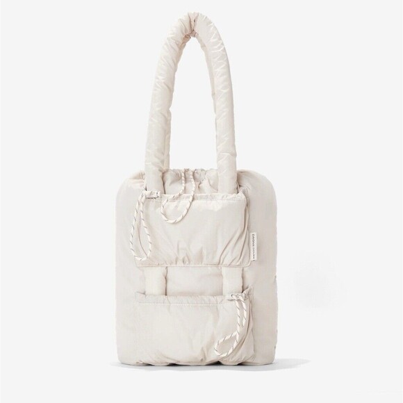 Dagne Dover Kal Puff Drawstring Tote Shoulder Bag Travel White Large Bag *READ - Picture 2 of 14